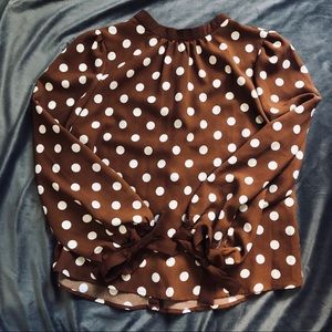 FALL FAV 🍂 Burnt Orange Polka Dot Top w Buttons